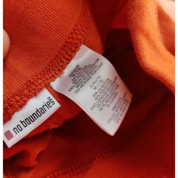 No Boundaries Womens Juniors 7/9 Cropped Capri Sweatpants Apricot Sunset Orange - Picture 3 of 7